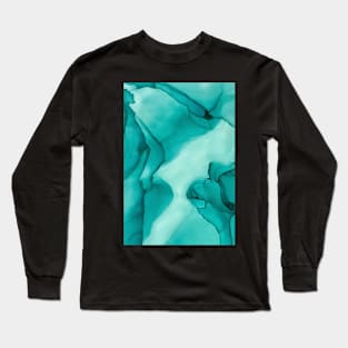 “Aqua Cavern” Alcohol Ink Abstract Long Sleeve T-Shirt